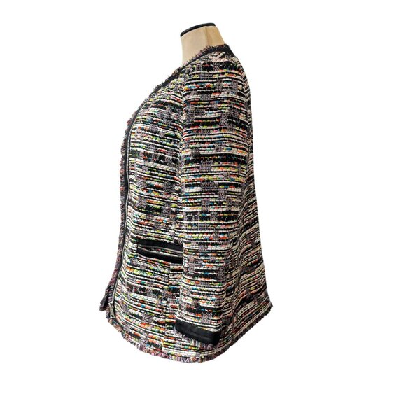 Rainbow Boucle Tweed Jacket M fringe long EUC - Picture 7 of 8